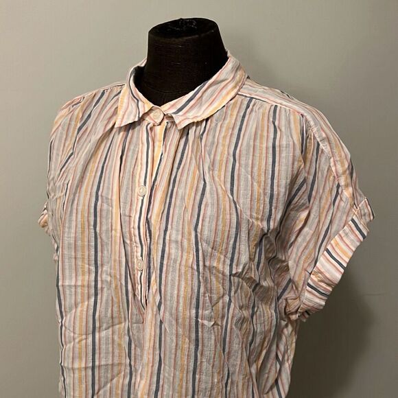 A.na. A New Approach - Women's Cream & Orange Striped Button Down Shirt - Size X - Picture 2 of 8